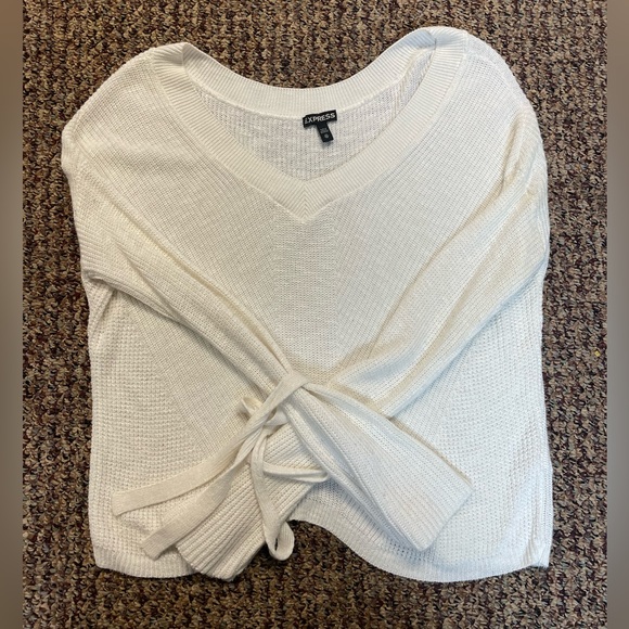 Express White Sweater Top with Fun Sleeves, Size xs - Picture 3 of 7